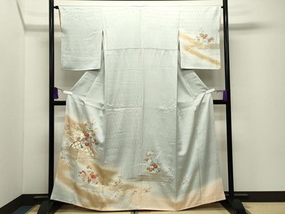 平和屋着物●中国三大刺繍　相良刺繍　訪問着　籬舞蝶文　暈し染め　金彩　松坂屋扱い　正絹　逸品　CABI0722gh