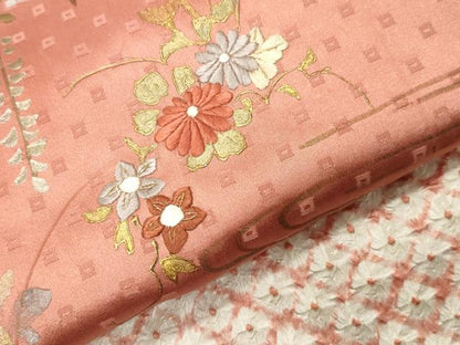 平和屋着物●訪問着　絞り　刺繍　流水草花文　暈し染め　金銀彩　ますいわ屋扱い　正絹　逸品　CABI0724gh