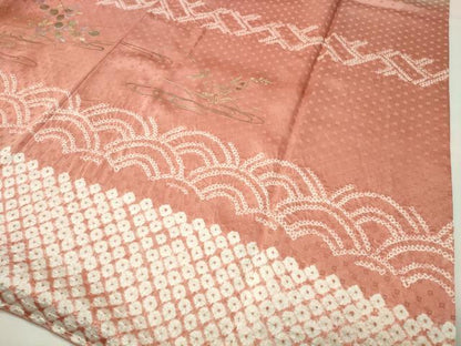 平和屋着物●訪問着　絞り　刺繍　流水草花文　暈し染め　金銀彩　ますいわ屋扱い　正絹　逸品　CABI0724gh