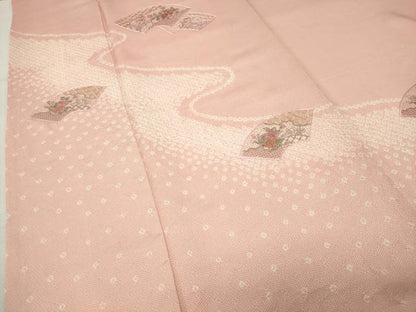 平和屋着物●中国三大刺繍　スワトウ刺繍　訪問着　絞り　地紙重ね花文　金糸　正絹　逸品　CABI0725gh