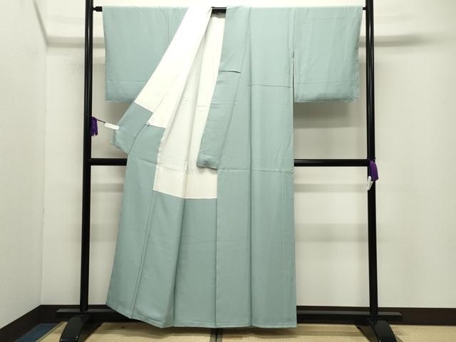 平和屋着物●上質な色無地　作家物　黄金染　堅牢染　錆青磁色　反端付き　正絹　逸品　未使用　CABI0727gh