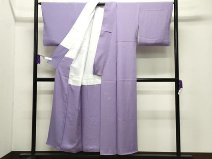 平和屋着物●上質な色無地　錦花鳥文様　新御所　薄葡萄色　反端付き　正絹　逸品　CABI0728gh