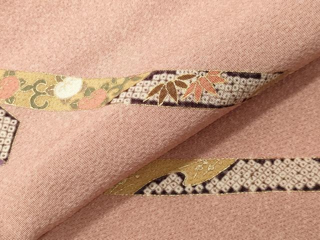 平和屋着物●上質な小紋　鬘帯花文　金彩　正絹　逸品　未使用　CABI0729gh
