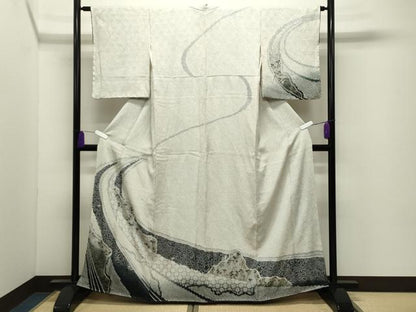 平和屋着物●訪問着　総絞り　刺繍　草花文　金彩　やまと誂製　正絹　逸品　CABI0731gh