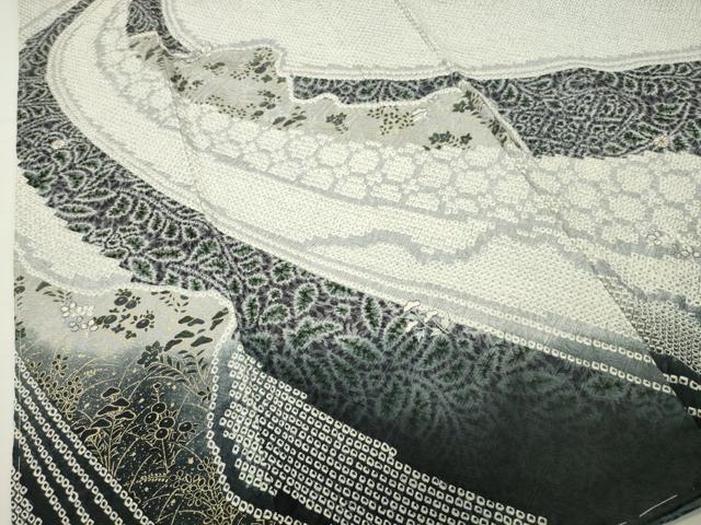 平和屋着物●訪問着　総絞り　刺繍　草花文　金彩　やまと誂製　正絹　逸品　CABI0731gh