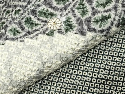 平和屋着物●訪問着　総絞り　刺繍　草花文　金彩　やまと誂製　正絹　逸品　CABI0731gh