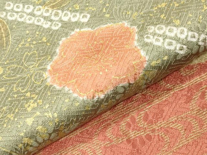 平和屋着物●訪問着　絞り　舞桜文　金彩　正絹　逸品　CABI0732gh