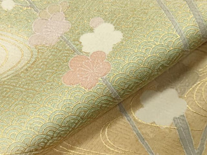 平和屋着物●訪問着　駒刺繍　流水牡丹梅文　暈し染め　金銀彩　正絹　逸品　CABI0733gh