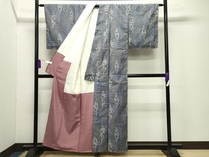 平和屋着物●結城紬　更紗花唐草文　証紙付き　正絹　逸品　未使用　CABI0736gh