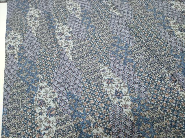 平和屋着物●結城紬　更紗花唐草文　証紙付き　正絹　逸品　未使用　CABI0736gh
