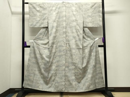 平和屋着物●本場結城紬　重要無形文化財　100亀甲　菱吉祥文　正絹　逸品　CABI0737gh