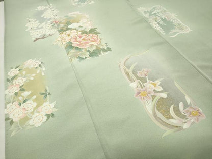 平和屋着物●訪問着　駒刺繍　短冊花文　暈し染め　金彩　正絹　逸品　CABI0741gh