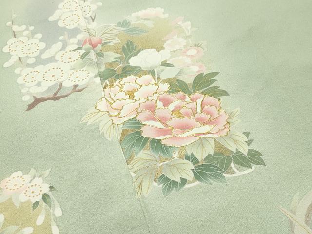 平和屋着物●訪問着　駒刺繍　短冊花文　暈し染め　金彩　正絹　逸品　CABI0741gh
