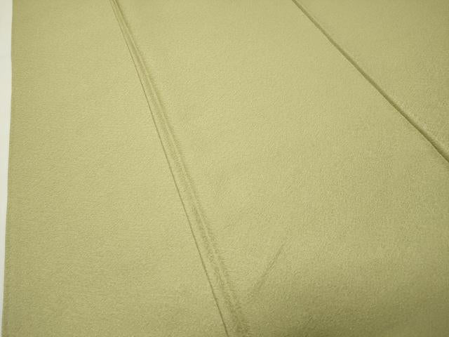 平和屋着物●上質な色無地　紗綾形地紋　枯草色　正絹　逸品　CABI0743gh