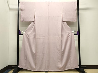 平和屋着物●上質な色無地　舞花地紋　薄柿色　正絹　逸品　CABI0744gh