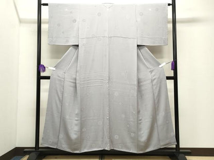 平和屋着物●上質な色無地　花丸地紋　霞色　正絹　逸品　CABI0745gh