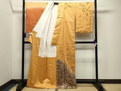 平和屋着物●訪問着　作家物　南天飛鶴文　暈し染め　金彩　正絹　逸品　CABI0746gh