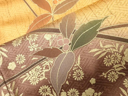 平和屋着物●訪問着　作家物　南天飛鶴文　暈し染め　金彩　正絹　逸品　CABI0746gh