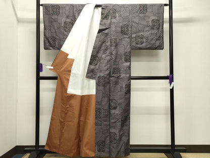 平和屋着物●本場大島紬　7マルキ　吉祥花文　正絹　逸品　CABI0747gh
