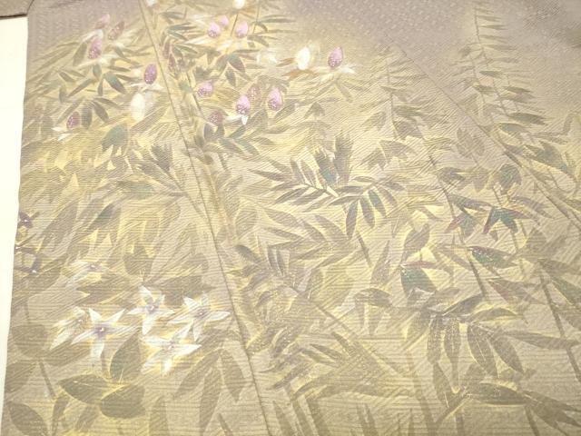 平和屋着物●訪問着　手描き　刺繍　草花文　暈し染め　金銀彩　正絹　逸品　CABI0751gh