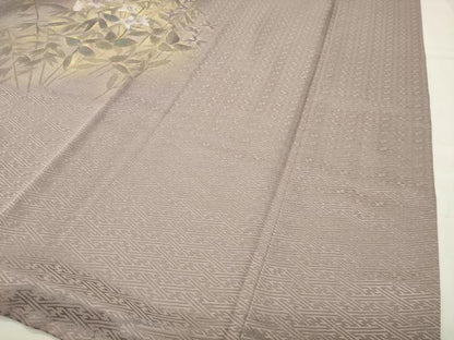 平和屋着物●訪問着　手描き　刺繍　草花文　暈し染め　金銀彩　正絹　逸品　CABI0751gh