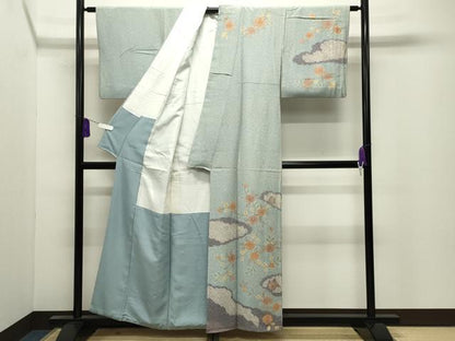 平和屋着物●訪問着　絞り　刺繍　雲取り花唐草文　金彩　正絹　逸品　CABI0756gh