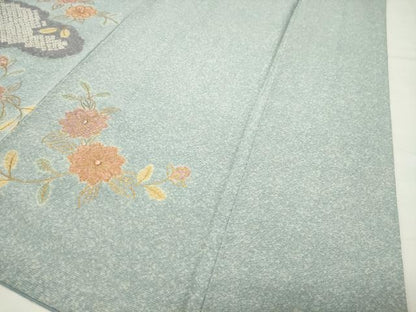 平和屋着物●訪問着　絞り　刺繍　雲取り花唐草文　金彩　正絹　逸品　CABI0756gh