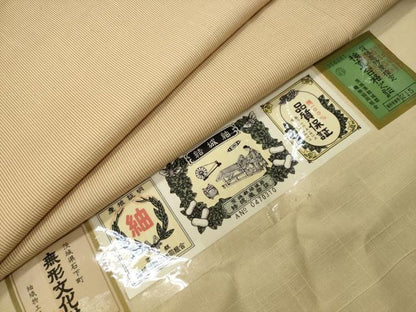 平和屋着物●結城紬　江戸小紋　万筋　狐色×鳥の子色　証紙付き　正絹　逸品　CABI0759gh