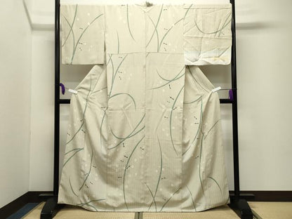 平和屋着物●上質な小紋　作家物　草花文　まるやま扱い　反端付き　正絹　逸品　CABI0760gh