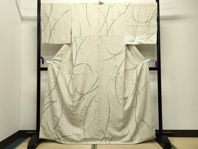 平和屋着物●上質な小紋　作家物　草花文　まるやま扱い　反端付き　正絹　逸品　CABI0760gh