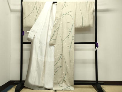 平和屋着物●上質な小紋　作家物　草花文　まるやま扱い　反端付き　正絹　逸品　CABI0760gh