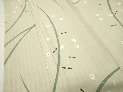 平和屋着物●上質な小紋　作家物　草花文　まるやま扱い　反端付き　正絹　逸品　CABI0760gh