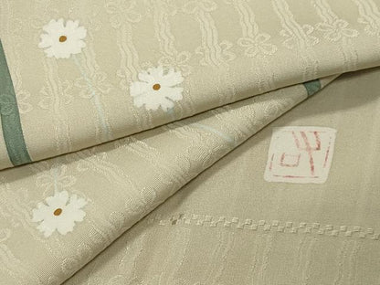 平和屋着物●上質な小紋　作家物　草花文　まるやま扱い　反端付き　正絹　逸品　CABI0760gh