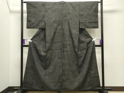 平和屋着物●本場結城紬　重要無形文化財　100亀甲　幾何学文様　正絹　逸品　CABI0761gh
