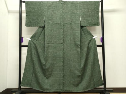 平和屋着物●白鷹お召　吉祥花文　正絹　逸品　未使用　CABI0762gh