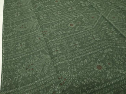平和屋着物●白鷹お召　吉祥花文　正絹　逸品　未使用　CABI0762gh