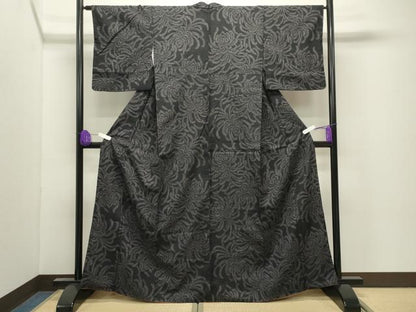 平和屋着物●本場結城紬　重要無形文化財　100亀甲　乱菊　正絹　逸品　CABI0763gh