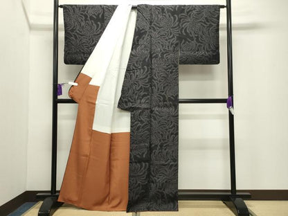 平和屋着物●本場結城紬　重要無形文化財　100亀甲　乱菊　正絹　逸品　CABI0763gh