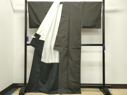 平和屋着物●上質な紬　米沢織　縞　証紙付き　正絹　逸品　未使用　CABI0764gh