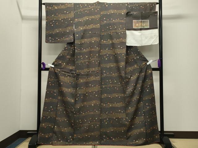 平和屋着物●上質な小紋　幽幻賛美　秘裳華伝　舞桜文　金彩　まるやま扱い　証紙付き　正絹　逸品　未使用　CABI0765gh