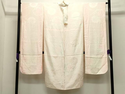 平和屋着物●振袖用長襦袢　袷　舞梅地紋　暈し染め　正絹　逸品　CABI0767gh