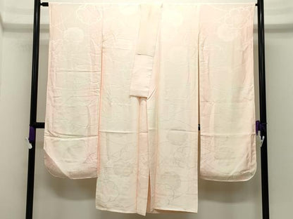 平和屋着物●振袖用長襦袢　袷　舞梅地紋　暈し染め　正絹　逸品　CABI0767gh