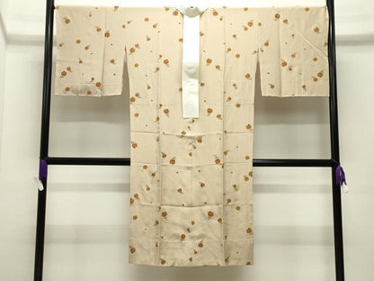 平和屋着物●長襦袢　無双仕立て　鈴　舞花文　金彩　正絹　逸品　CABI0768gh