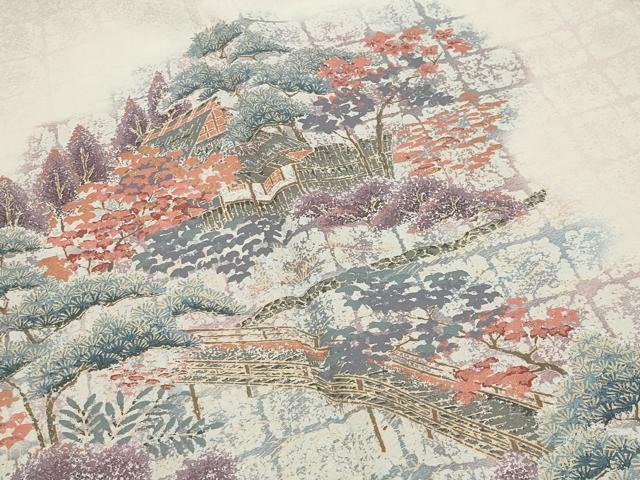 平和屋着物●訪問着　作家物　風景文　暈し染め　金彩　正絹　逸品　CABI0776gh