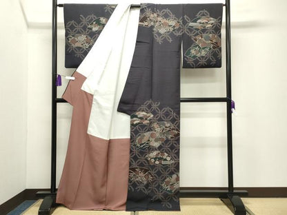 平和屋着物●訪問着　刺繍　地紙重ね花文　正絹　逸品　CABI0777gh