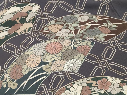 平和屋着物●訪問着　刺繍　地紙重ね花文　正絹　逸品　CABI0777gh