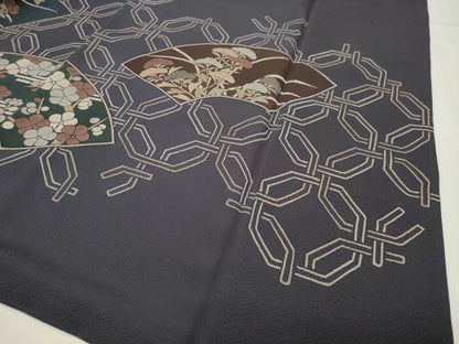 平和屋着物●訪問着　刺繍　地紙重ね花文　正絹　逸品　CABI0777gh