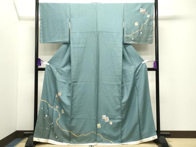 平和屋着物●訪問着　色紙花文　暈し染め　金銀彩　正絹　逸品　未使用　CABI0779gh