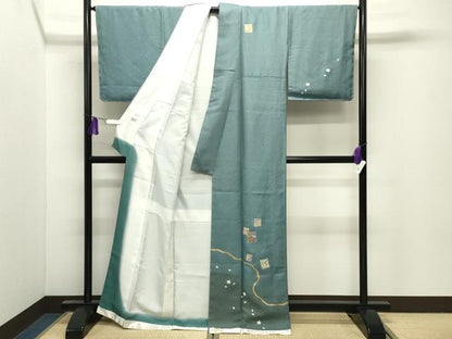 平和屋着物●訪問着　色紙花文　暈し染め　金銀彩　正絹　逸品　未使用　CABI0779gh