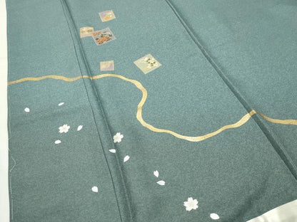 平和屋着物●訪問着　色紙花文　暈し染め　金銀彩　正絹　逸品　未使用　CABI0779gh